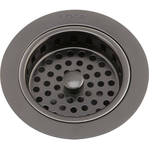 Elkay LKS35AS Drain Fitting with Antique Steel Finish Body and Basket with Rubber Stopper