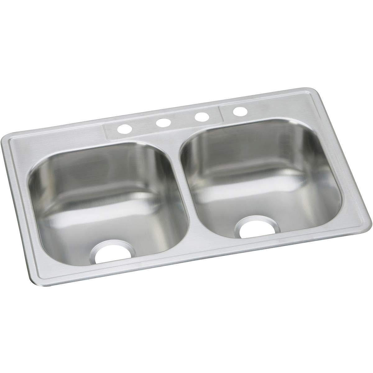 Elkay DSE233223 Dayton Stainless Steel 33" x 22" x 8-1/16", 3-Hole Equal Double Bowl Drop-in Sink