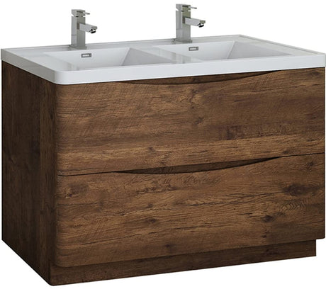 Fresca FCB9148RW-D-I Fresca Tuscany 48" Rosewood Free Standing Modern Bathroom Cabinet w/ Integrated Double Sink