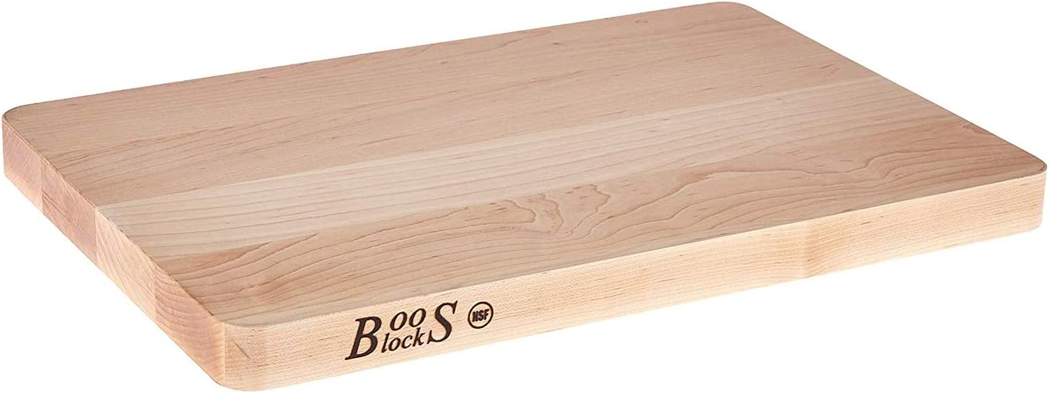 John Boos Chop-N-Slice Maple Wood Cutting Board for Kitchen Prep, 1" Thick, Small, Edge Grain, Rectangle Charcuterie Boos Block, 16" x 10", Reversible