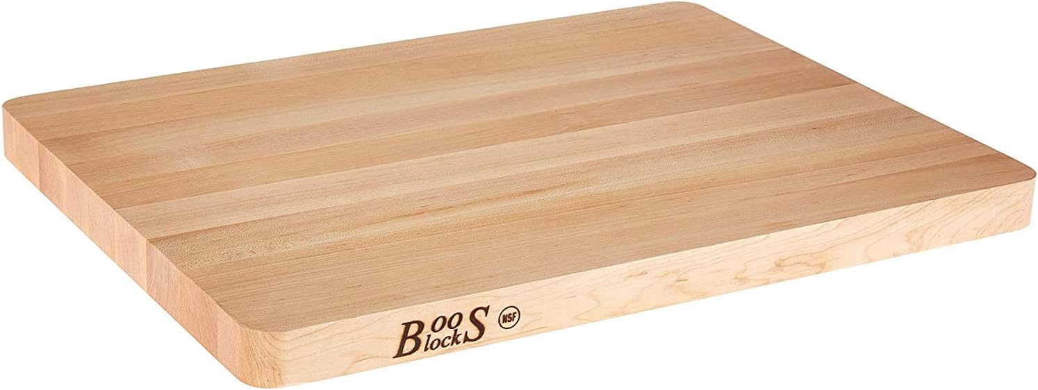 John Boos Chop-N-Slice Maple Wood Cutting Board for Kitchen Prep, 1" Thick, Small, Edge Grain, Rectangle Charcuterie Boos Block, 16" x 10", Reversible
