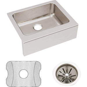 Elkay Lustertone ELUHF2520DBG Single Bowl Farmhouse Stainless Steel Sink Kit