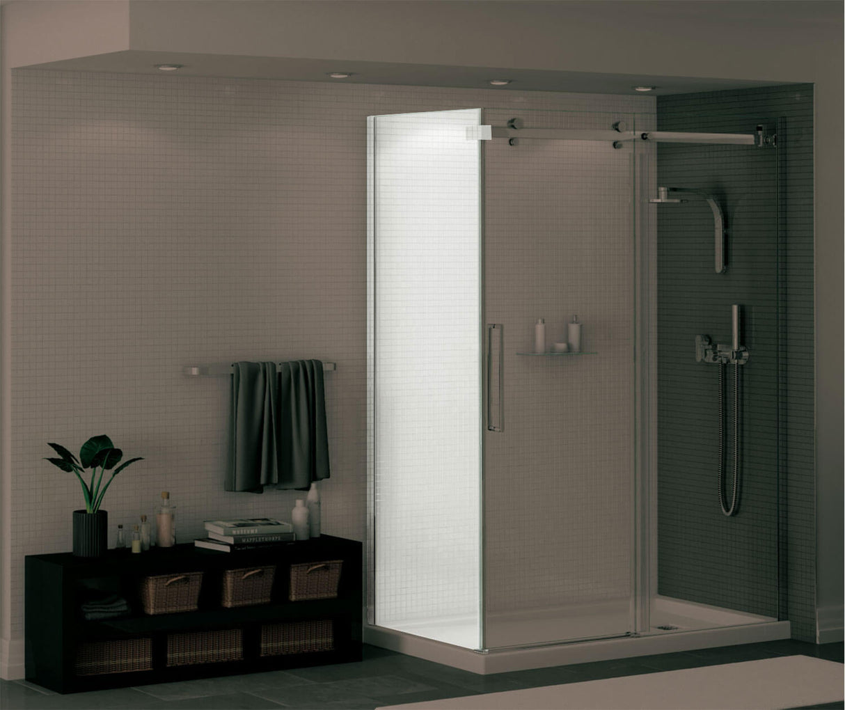 MAAX 139394-900-084-000 Halo Return Panel for 42 in. Base with Clear glass in Chrome