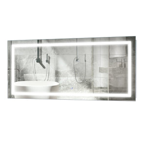 Krugg | Large 48 Inch X 24 Inch LED Bathroom Mirror | Lighted Vanity Mirror Includes Dimmer & Defogger | Wall Mount Vertical or Horizontal Installation