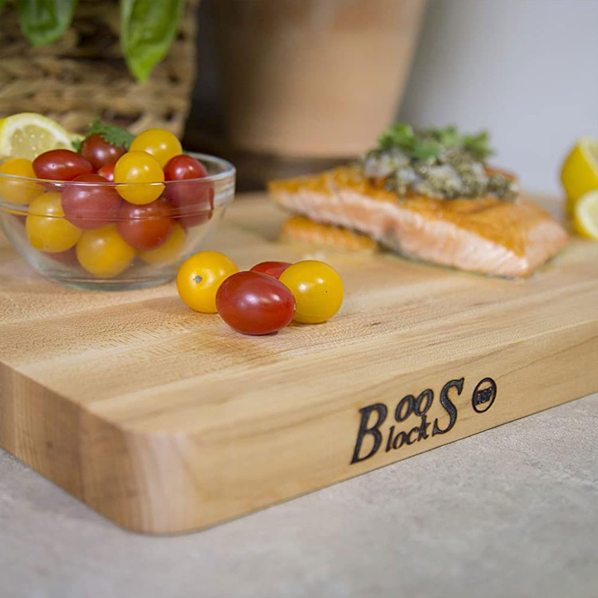 John Boos Chop-N-Slice Maple Wood Cutting Board for Kitchen Prep, 1" Thick, Small, Edge Grain, Rectangle Charcuterie Boos Block, 16" x 10", Reversible