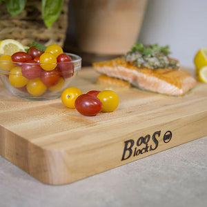 John Boos Chop-N-Slice Maple Wood Cutting Board for Kitchen Prep, 1" Thick, Small, Edge Grain, Rectangle Charcuterie Boos Block, 16" x 10", Reversible