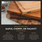 John Boos Chop-N-Slice Maple Wood Cutting Board for Kitchen Prep, 1" Thick, Small, Edge Grain, Rectangle Charcuterie Boos Block, 16" x 10", Reversible