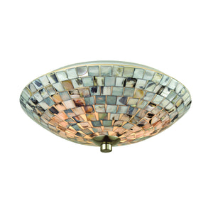 Elk Home Capri Flush Mount - 2-Light in Satin Nickel Finish, with Gray Capiz Shells, Dimmer Compatible
