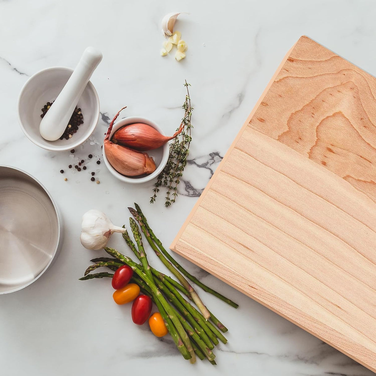 John Boos Chop-N-Slice Maple Wood Cutting Board for Kitchen Prep, 1" Thick, Small, Edge Grain, Rectangle Charcuterie Boos Block, 16" x 10", Reversible
