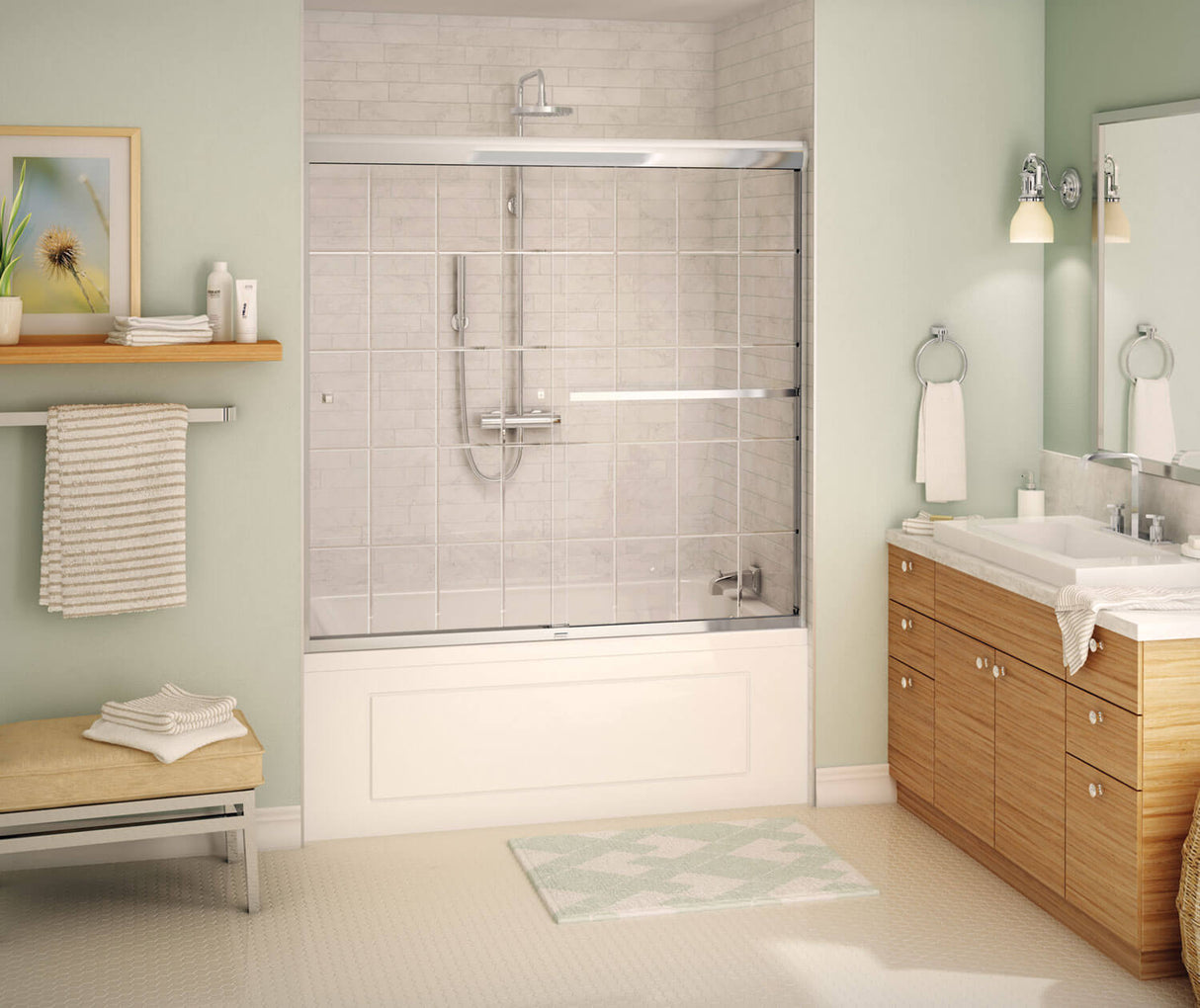 Aura Sliding Tub Door 55-59 x 57 in. 8 mm