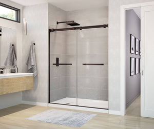 MAAX 136272-900-173-000 Duel 56-58 ½ x 70 ½-74 in. 8mm Bypass Shower Door for Alcove Installation with Clear glass in Dark Bronze