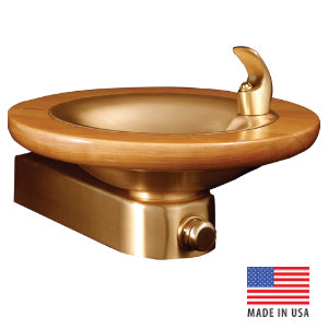 Filtrine 108-WD-SB Designer Style Drinking Fountain, Satin Bronze/Cherry Wood