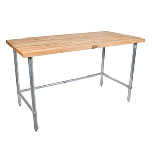 John Boos JNB02 Maple Top Work Table with Galvanized Steel Base and Bracing, 48