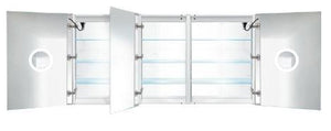 Krugg Svange 6636D LLR LED Medicine Cabinet 66"x36" Recessed or Surface Mount Mirror Cabinet w/Dimmer & Defogger + 3X Makeup Mirror Inside & Outlet + USB, Krugg, Krugg - POSHHAUS