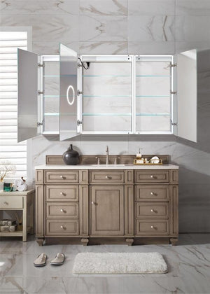 Krugg Svange6036LLR LED Medicine Cabinet 60"x36" Recessed or Surface Mount Mirror Cabinet w/Dimmer & Defogger + 3X Makeup Mirror Inside & Outlet + USB, Krugg, Krugg - POSHHAUS