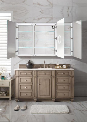 Krugg Svange6036LRR LED Medicine Cabinet 60"x36" Recessed or Surface Mount Mirror Cabinet w/Dimmer & Defogger + 3X Makeup Mirror Inside & Outlet + USB, Krugg, Krugg - POSHHAUS