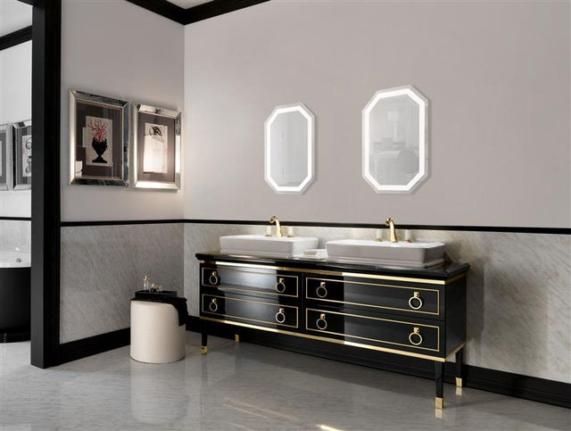Krugg Tudor2030 Octagon LED Bath Mirror 20"x30" Lighted Wall Mount Vanity Mirror Includes Defogger & Dimmer Vertical or Horizontal Install, Krugg, Krugg, Trending - POSHHAUS