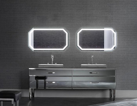 Krugg Tudor2442 Octagon LED Bath Mirror 24"x42" Lighted Wall Mount Vanity Mirror Includes Defogger & Dimmer Vertical or Horizontal Install, Krugg, Krugg - POSHHAUS
