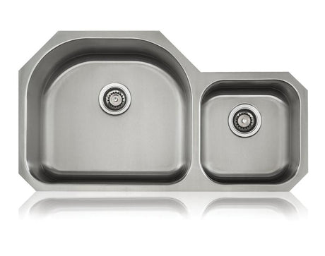 Lenova SS-CL-D9L 18-Gauge Stainless Steel Classic Unequal Double Bowl Undermount Kitchen Sink Stainless Steel, LENOVA, Kitchen, Kitchen Sinks - Undermount, Lenova, PoshHaus Keene, PoshPrime -