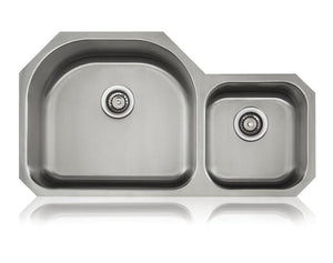 Lenova SS-CL-D9L 18-Gauge Stainless Steel Classic Unequal Double Bowl Undermount Kitchen Sink Stainless Steel
