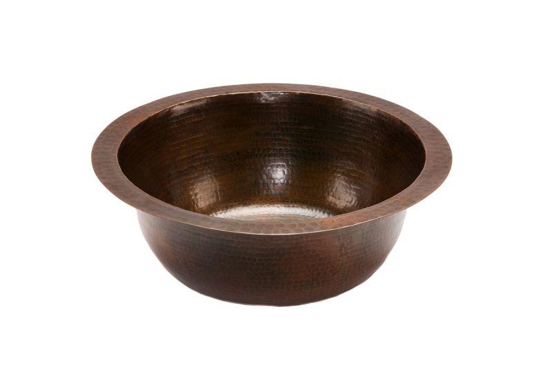 Premier Copper Products BR14DB2 14" Round Hammered Copper Bar Sink W/ 2" Drain Size Oil Rubbed Bronze, Premier Copper Products, Bath, Bath Sinks, bathroom, Premier Copper Products, Sink - POS
