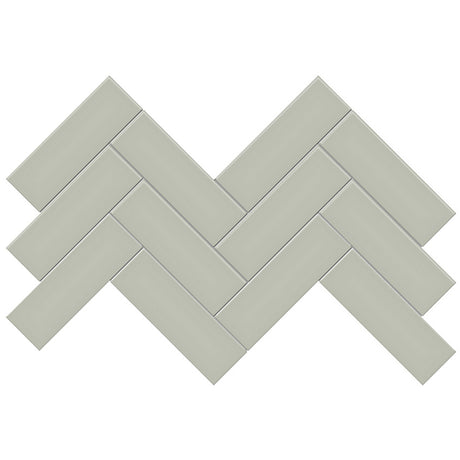 SOHO SOFT SAGE GLOSSY PORCELAIN HERRINGBONE MOSAIC 2X6 Case  ( 10 EACH )