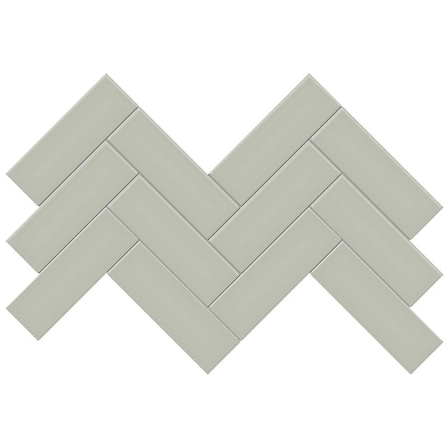 SOHO SOFT SAGE GLOSSY PORCELAIN HERRINGBONE MOSAIC 2X6 Case  ( 10 EACH )