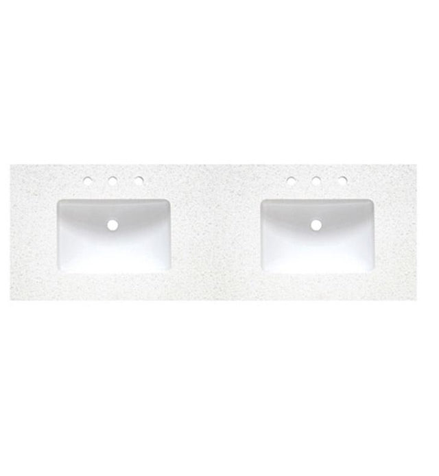 Fairmont Designs TQ-S6022DCQ8 2" - 60" Double Bowl Carrera (CQ) Quartz Top - 8" widespread, Fairmont Designs, Bath, bathroom, Fairmont Designs Bath, Vanity Tops - POSHHAUS