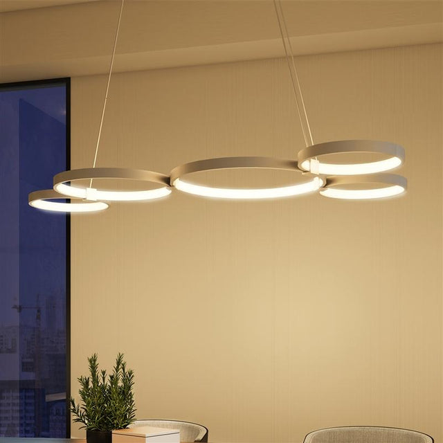 Vonn VMC32410AL 55" LED Chandelier, Multi-Ring Adjustable Hanging Light, Modern Chandelier Lighting, Capella Collection Silver, Vonn Lighting, Chandeliers, PoshHaus Keene, Vonn Lighting - POS