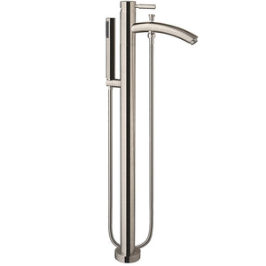 Taron Modern-Style Bathroom Tub Filler Faucet (Floor-mounted) in Brushed Nickel