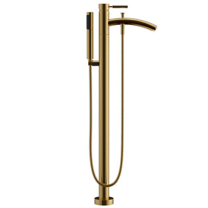 Taron Modern-Style Bathroom Tub Filler Faucet (Floor-mounted) in Brushed Gold