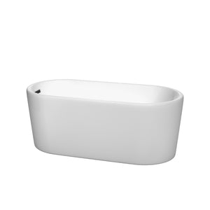 Ursula 59 Inch Freestanding Bathtub in White with Matte Black Drain and Overflow Trim