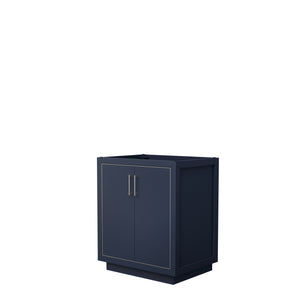 Icon 30 Inch Single Bathroom Vanity in Dark Blue No Countertop No Sink Brushed Nickel Trim