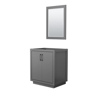 Icon 30 Inch Single Bathroom Vanity in Dark Gray No Countertop No Sink Matte Black Trim 24 Inch Mirror