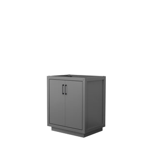 Icon 30 Inch Single Bathroom Vanity in Dark Gray No Countertop No Sink Matte Black Trim
