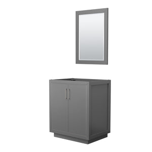 Icon 30 Inch Single Bathroom Vanity in Dark Gray No Countertop No Sink Brushed Nickel Trim 24 Inch Mirror