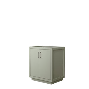 Icon 30 Inch Single Bathroom Vanity in Light Green No Countertop No Sink Brushed Nickel Trim
