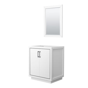 Icon 30 Inch Single Bathroom Vanity in White No Countertop No Sink Matte Black Trim 24 Inch Mirror