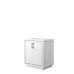 Icon 30 Inch Single Bathroom Vanity in White No Countertop No Sink Matte Black Trim