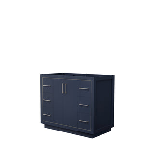 Icon 42 Inch Single Bathroom Vanity in Dark Blue No Countertop No Sink Brushed Nickel Trim