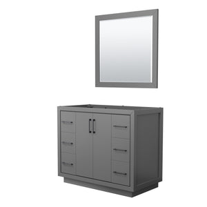 Icon 42 Inch Single Bathroom Vanity in Dark Gray No Countertop No Sink Matte Black Trim 34 Inch Mirror