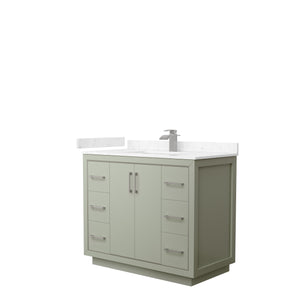 Icon 42 Inch Single Bathroom Vanity in Light Green Carrara Cultured Marble Countertop Undermount Square Sink Brushed Nickel Trim