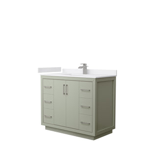 Icon 42 Inch Single Bathroom Vanity in Light Green White Cultured Marble Countertop Undermount Square Sink Brushed Nickel Trim