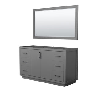 Icon 60 Inch Single Bathroom Vanity in Dark Gray No Countertop No Sink Matte Black Trim 58 Inch Mirror