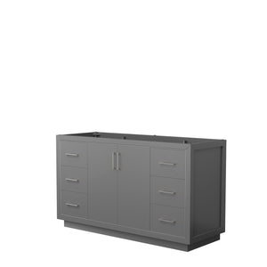 Icon 60 Inch Single Bathroom Vanity in Dark Gray No Countertop No Sink Brushed Nickel Trim