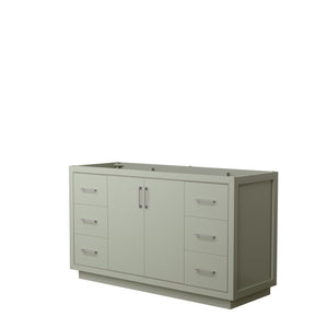 Icon 60 Inch Single Bathroom Vanity in Light Green No Countertop No Sink Brushed Nickel Trim