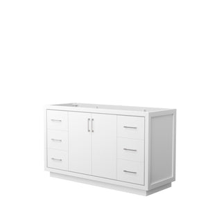 Icon 60 Inch Single Bathroom Vanity in White No Countertop No Sink Brushed Nickel Trim