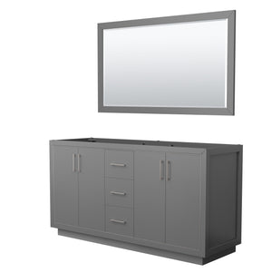 Icon 66 Inch Double Bathroom Vanity in Dark Gray No Countertop No Sink Brushed Nickel Trim 58 Inch Mirror