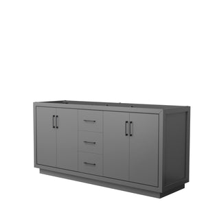 Icon 72 Inch Double Bathroom Vanity in Dark Gray No Countertop No Sink Matte Black Trim