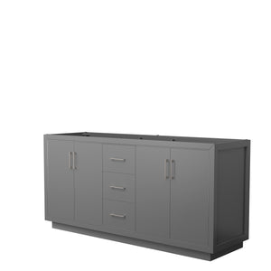 Icon 72 Inch Double Bathroom Vanity in Dark Gray No Countertop No Sink Brushed Nickel Trim